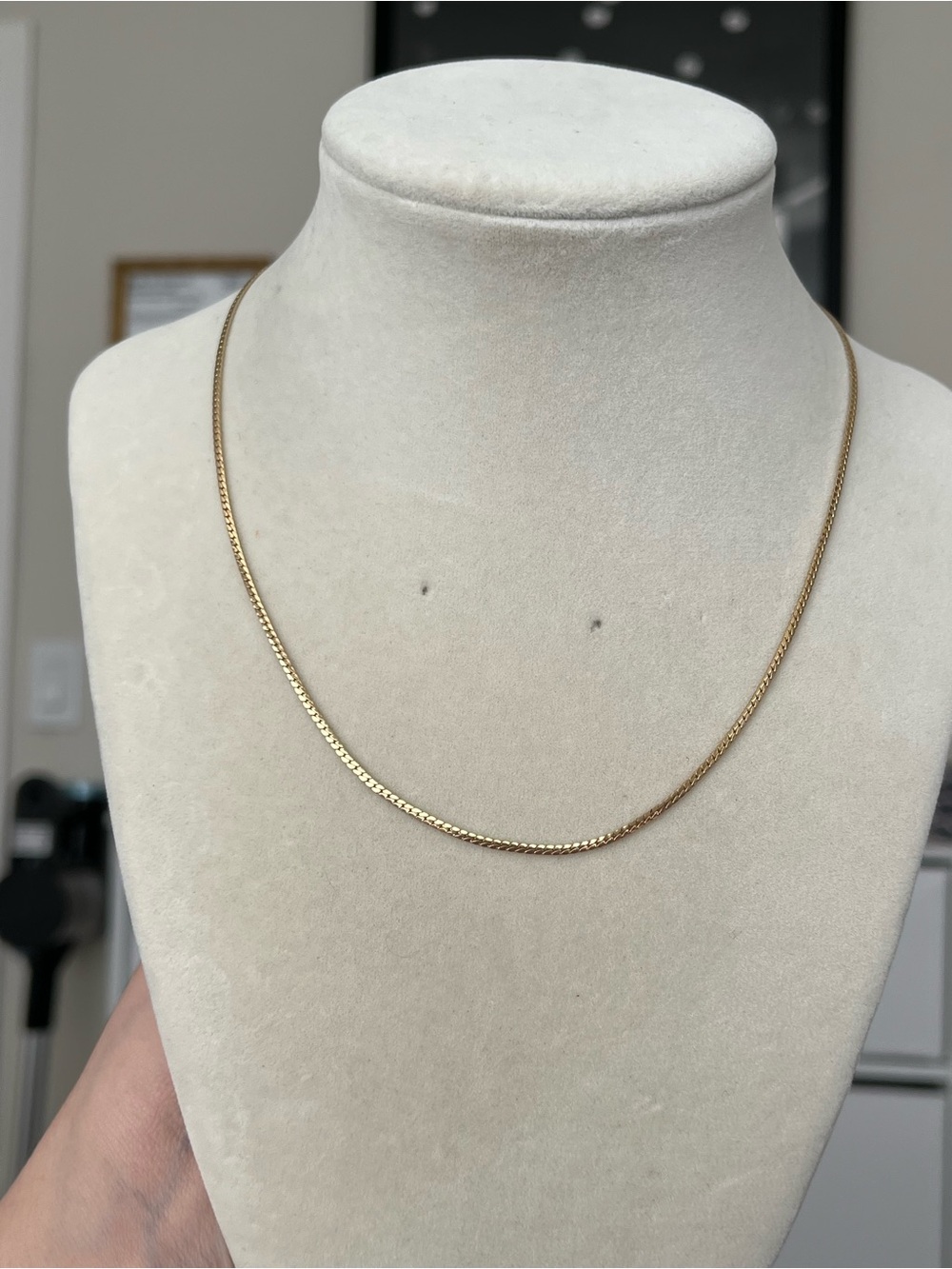 Vtg Avon Gold Tone Flat Curb Chain Necklace 15” Inch 1980s Minimalist Choker